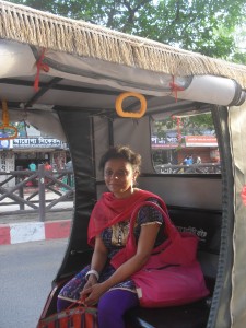 En route to different health facilities in an electric rickshaw -- a popular means of transport to go to nearby towns and villages